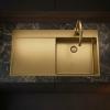 Pure.Sink Exclusivo Gold sink with draining board 100x52 cm Tapwing right PEX47100RT-60